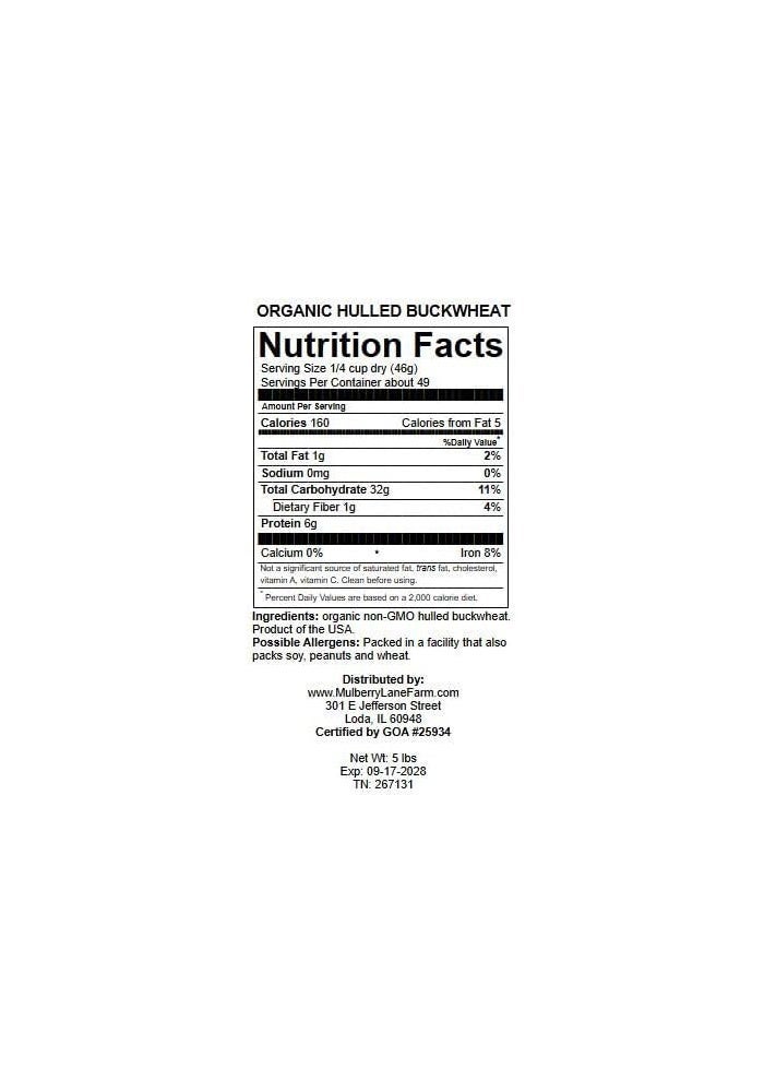 Mulberry Lane Farms Organic Buckwheat Groats - 5 Pounds - Image 2